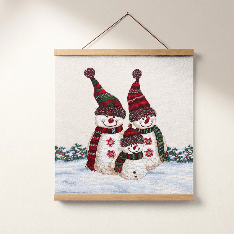 Panel Gobelin Trio de bonshommes de neige – beige clair,  image number 6