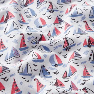 Jersey coton Voiliers – blanc, 