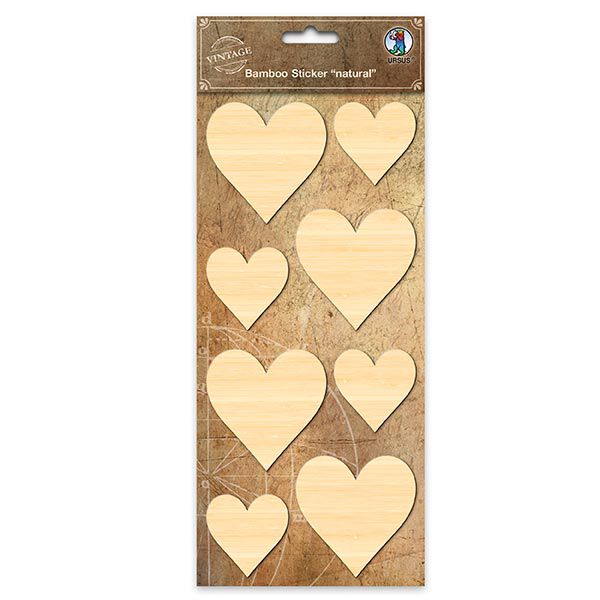 Autocollant bambou cœurs – beige, image number 1