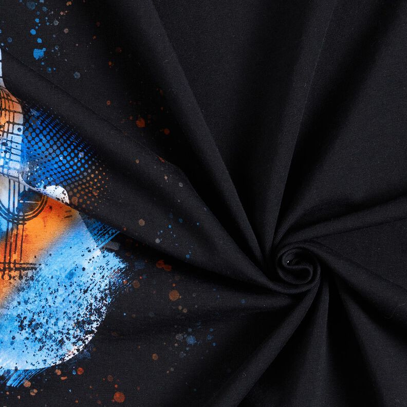 Jersey coton Panel guitare | Glitzerpüppi – noir/orange, image number 3