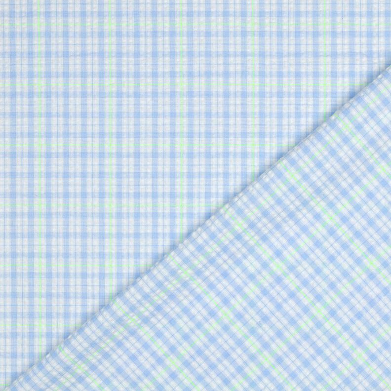 Seersucker Coton mélangé Carreau – bleu clair/vert fluo,  image number 4