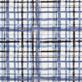 Lin-viscose mélangés à carreaux abstraits – blanc/bleu acier, 