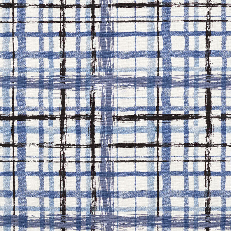 Lin-viscose mélangés à carreaux abstraits – blanc/bleu acier, image number 1