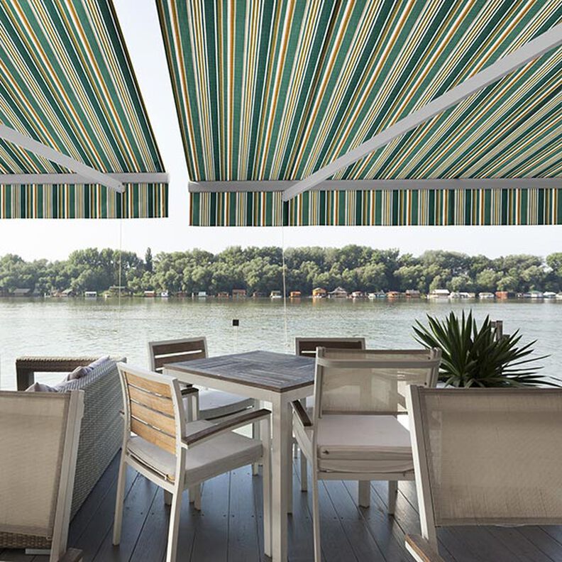 Toile pour store banne Rayures mixtes – vert sapin/écru,  image number 11