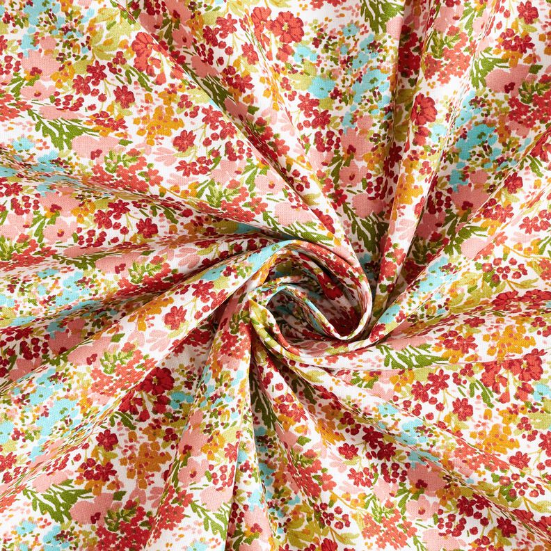 Tissu en coton Cretonne Mer de fleurs – blanc/carmin,  image number 3