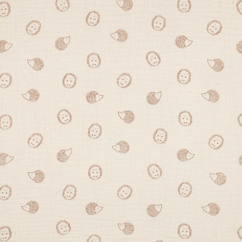 Tissu double gaze de coton Hérissons | Poppy Fabrics – nature/marron clair,  image number 1