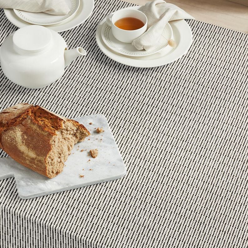 Tissu de décoration Jacquard rayures rustiques – noir/nature,  image number 5