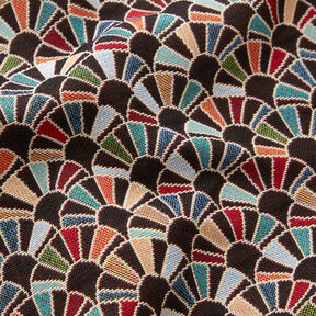 Tissu de décoration Gobelin Éventails rétro – noir/carmin, 