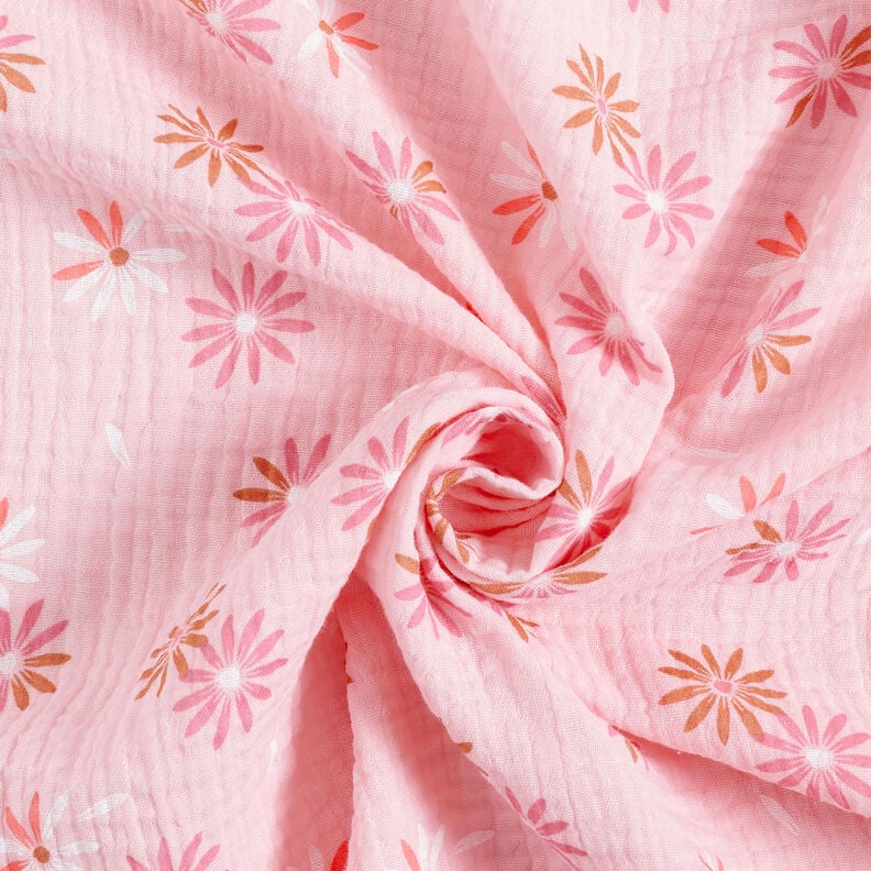 Tissu double gaze de coton Pluie de fleurs – rosé,  image number 3