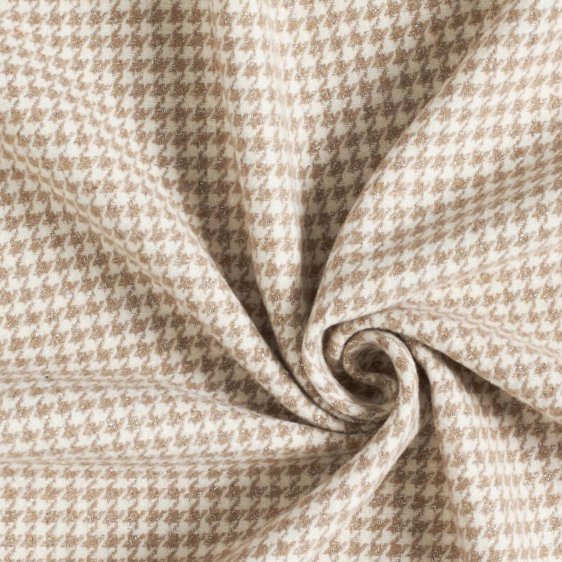 Tissu pour manteau Mélange de laine Motif pied-de-poule pailleté – mocca/écru, image number 3