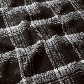 Tissu pour manteau Tissu bouclette à carreaux – noir/blanc, 