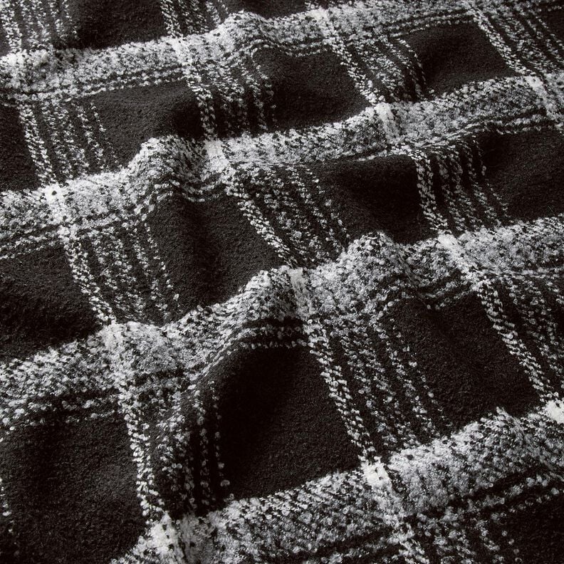 Tissu pour manteau Tissu bouclette à carreaux – noir/blanc,  image number 5