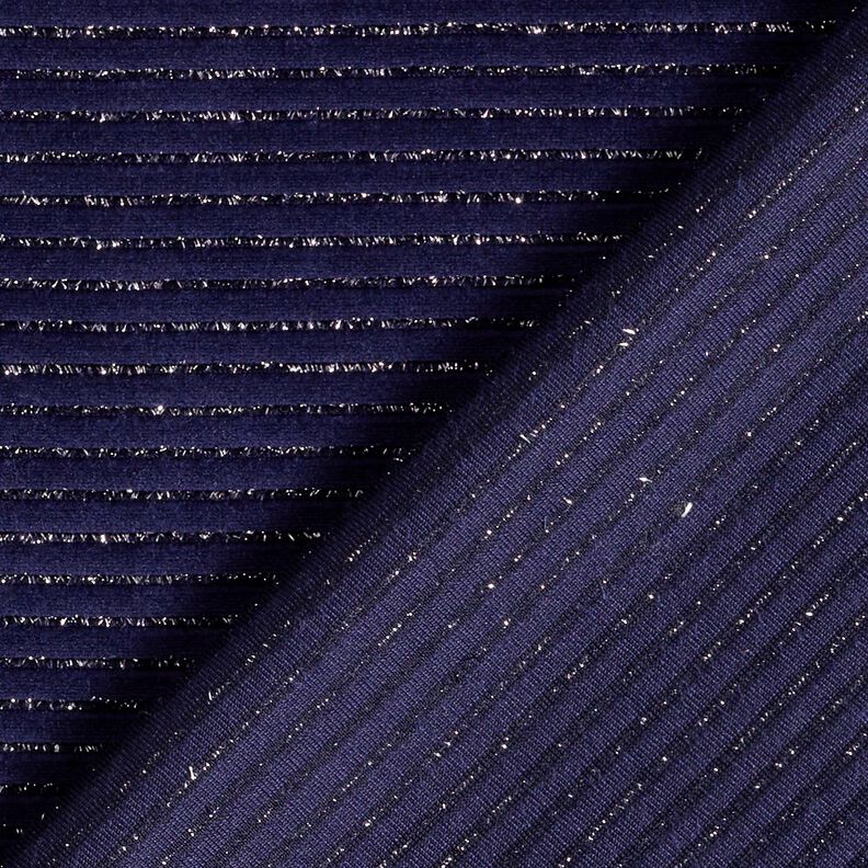 Tissu Nicki Rayures pailletées – bleu marine/argent métallisé, image number 4