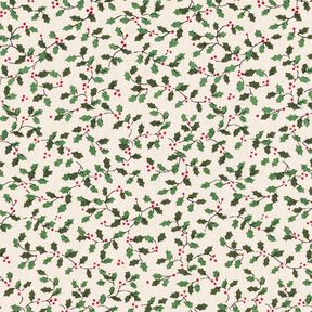 Tissu de décoration Canvas Mini houx – nature/vert sapin, 
