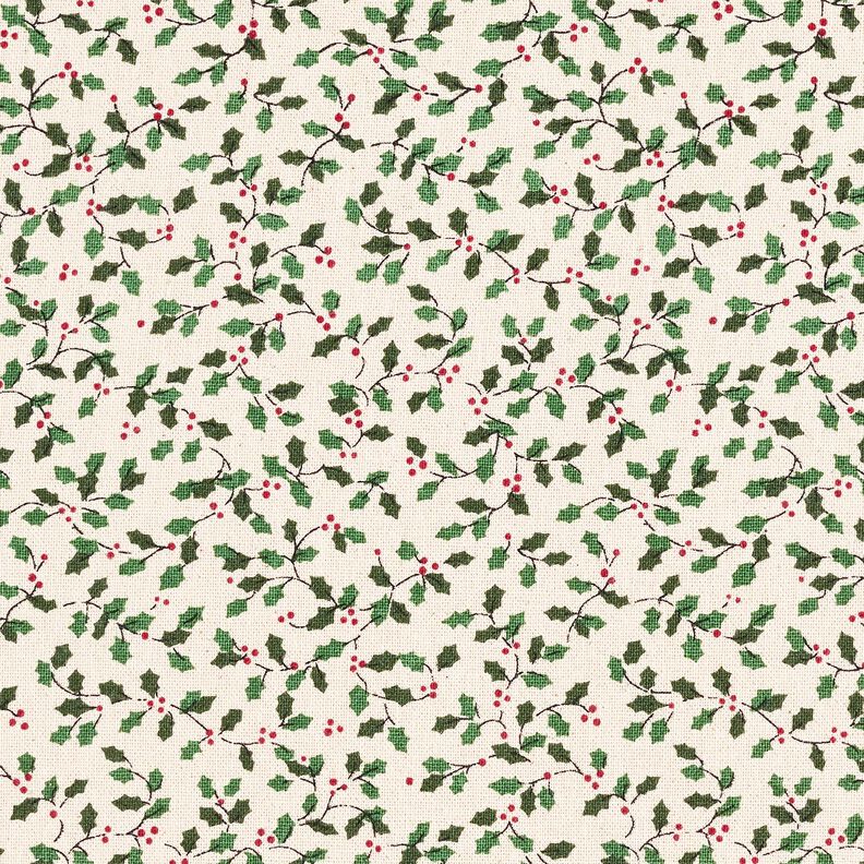 Tissu de décoration Canvas Mini houx – nature/vert sapin, image number 1