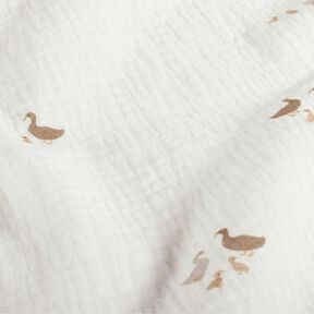 Tissu double gaze de coton Famille de canards – écru/nature, 