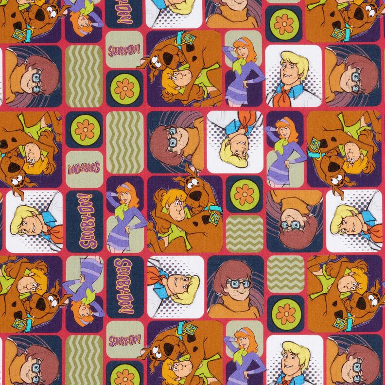 Popeline coton Scooby Doo en BD Tissu sous licence – rouge/mélange de couleurs,  image number 1