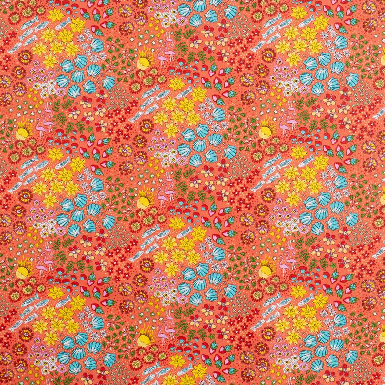 Coton enduit Mélange marin – corail, image number 1