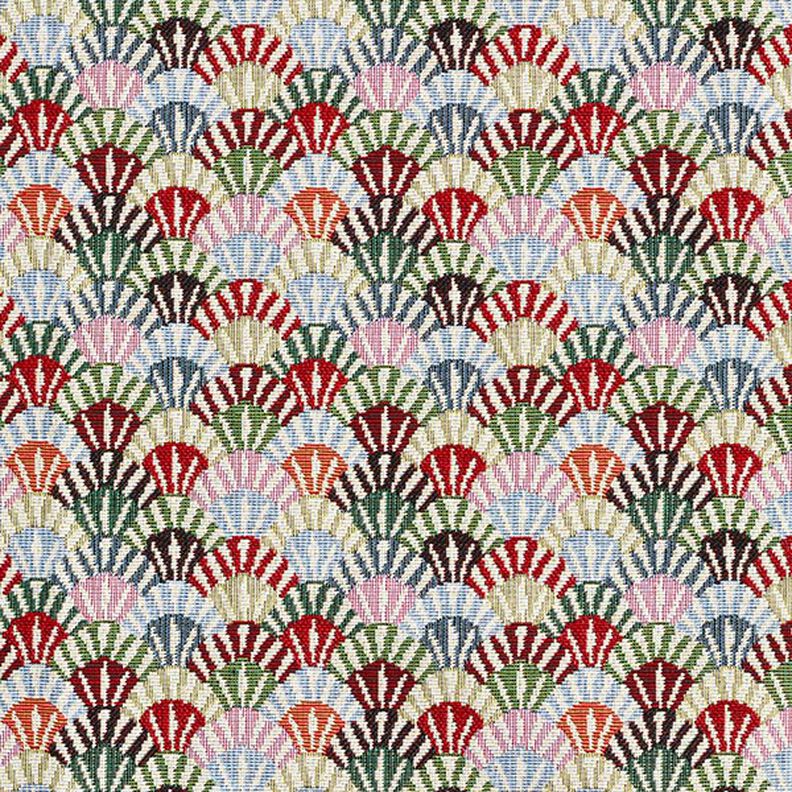 Tissu de décoration Gobelin Petits éventails – beige clair/vert, image number 1