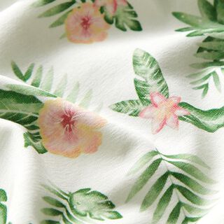 Jersey coton Feuilles de la jungle et fleurs tropicales Impression numérique – écru, 