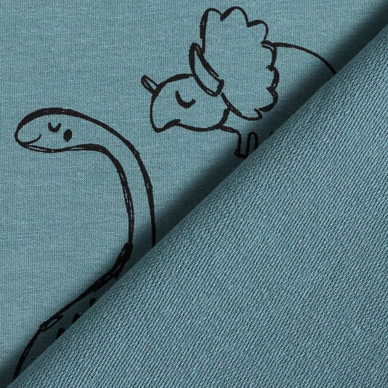 French Terry Sweat d&rsquo;&eacute;t&eacute; gros dinosaures gribouill&eacute;s &ndash; bleu,  image number 4