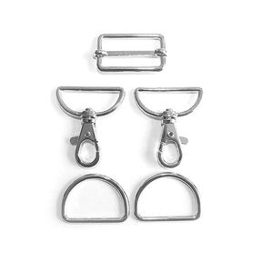Accessoires pour sacs Set [ 5-pièces | 30 mm] – argent métallique, 