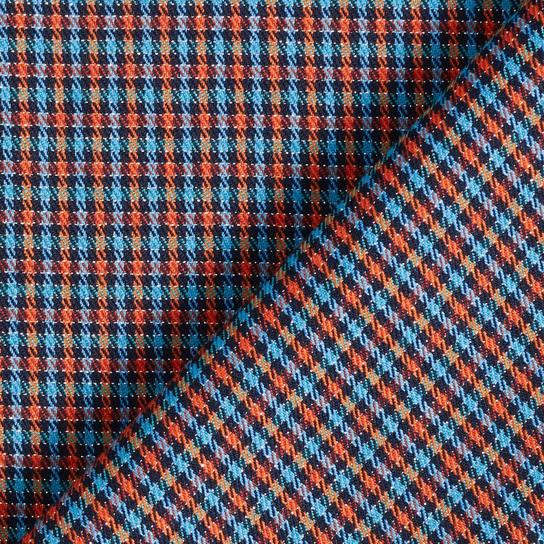 Mélange viscose Carreaux avec paillettes – turquoise/orange,  image number 4