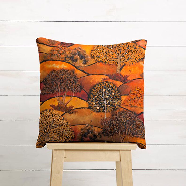 Tissu déco semi-panama Impression numérique paysage d’automne – bronze/orange,  image number 3