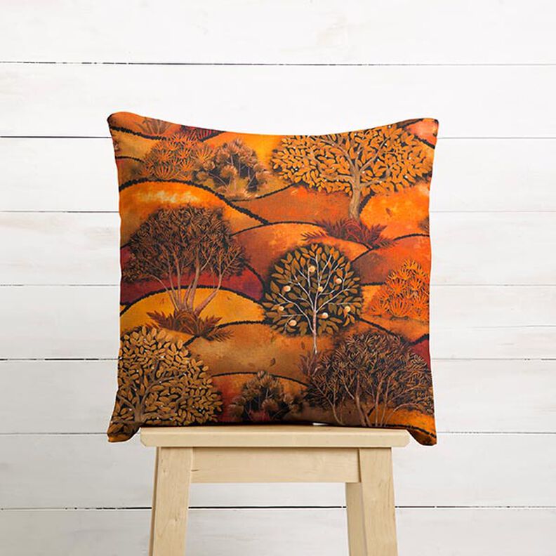 Tissu déco semi-panama Impression numérique paysage d’automne – bronze/orange, image number 3