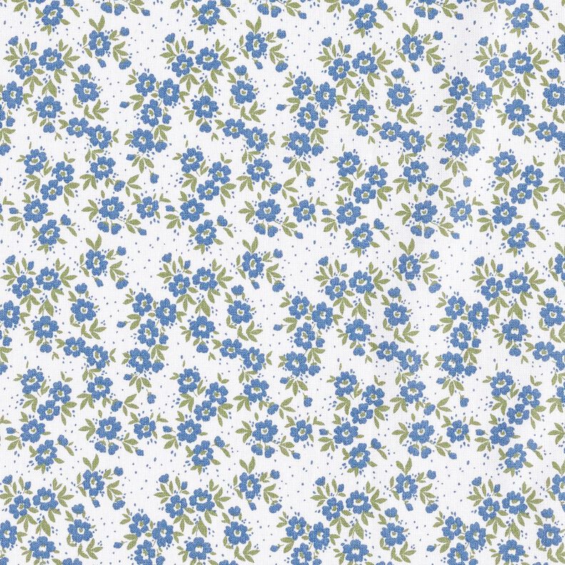 Popeline coton Blümchenmeer – bleu jean/blanc, image number 1