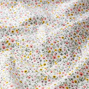 Tissu en coton Cretonne fleurs délicates – blanc/vieux rose, 