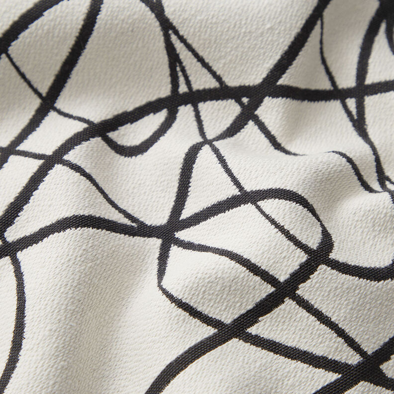 Tissu de décoration Jacquard Lignes abstraites – ivoire/noir, image number 2