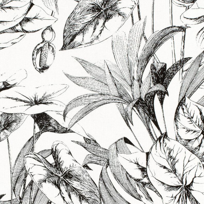 Mélange viscose lin Plantes tropicales – écru/noir,  image number 5