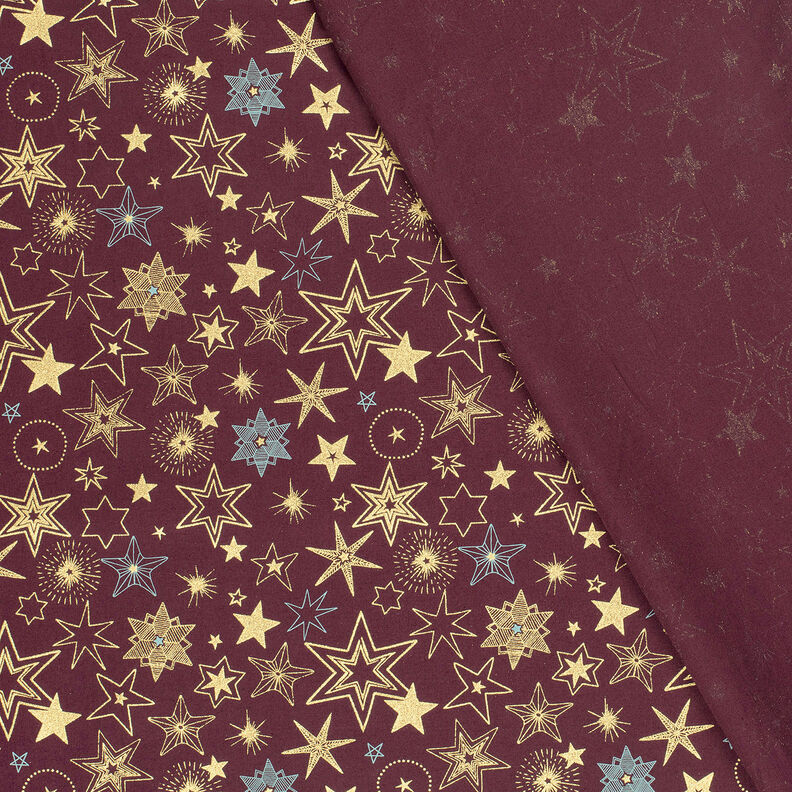 Tissu en coton Popeline Grandes étoiles – merlot/or,  image number 4