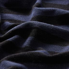 Jersey viscose et soie mélangés Rayures – bleu marine/noir | Reste 100cm, 