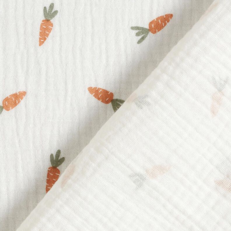 Tissu double gaze de coton petites carottes – écru,  image number 4
