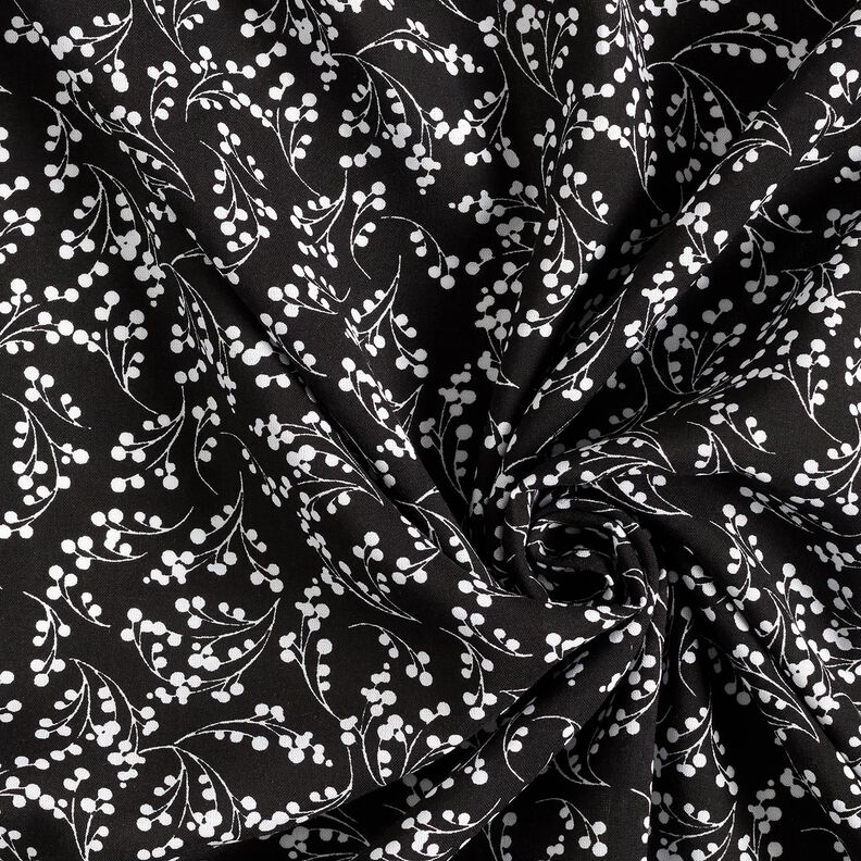 Tissu en viscose Branches avec baies – noir, image number 3