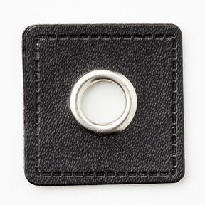 Patch à œillets [30 x 30 mm] – noir/argent métallisé, 