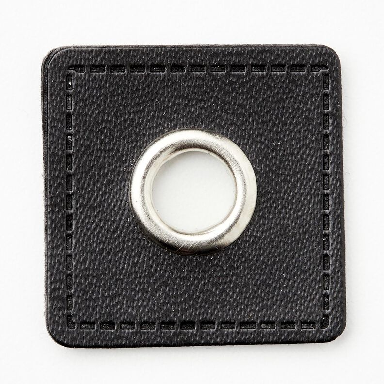 Patch à œillets [30 x 30 mm] – noir/argent métallisé,  image number 1