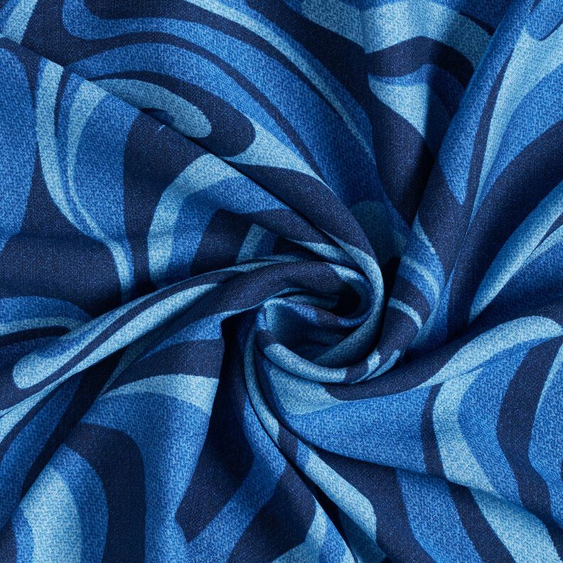 Crêpe de viscose avec vagues – bleu marine/bleu roi,  image number 3