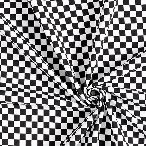 Jersey coton Échiquier [9 mm] – noir/blanc,  image number 3