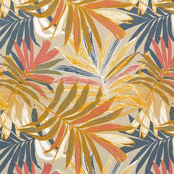 Tissu de décoration Canvas Feuilles de jungle 280cm – sable/chili,  image number 1