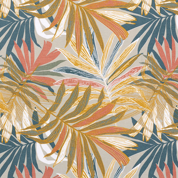 Tissu de décoration Canvas Feuilles de jungle 280cm – sable/chili, image number 1