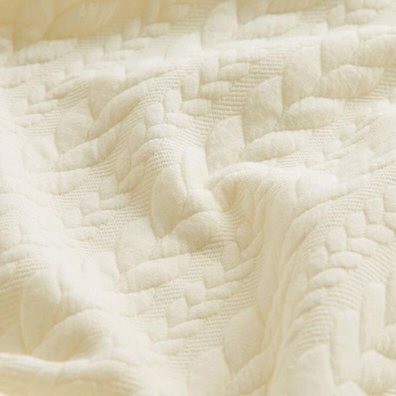 Jersey jacquard Cloqué Torsades – blanc,  image number 2