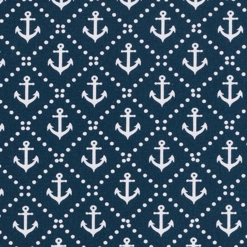 Tissu en coton Cretonne Ancre classique – bleu nuit/blanc, image number 1