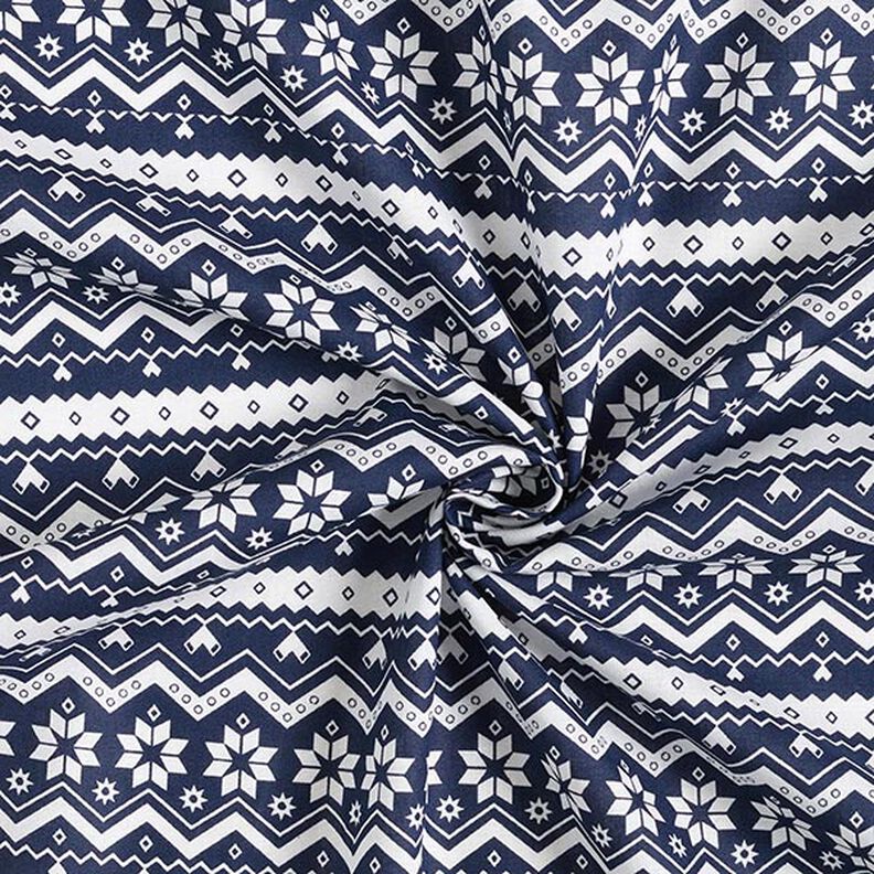 Tissu en coton Popeline Motif norvégien – bleu nuit,  image number 3