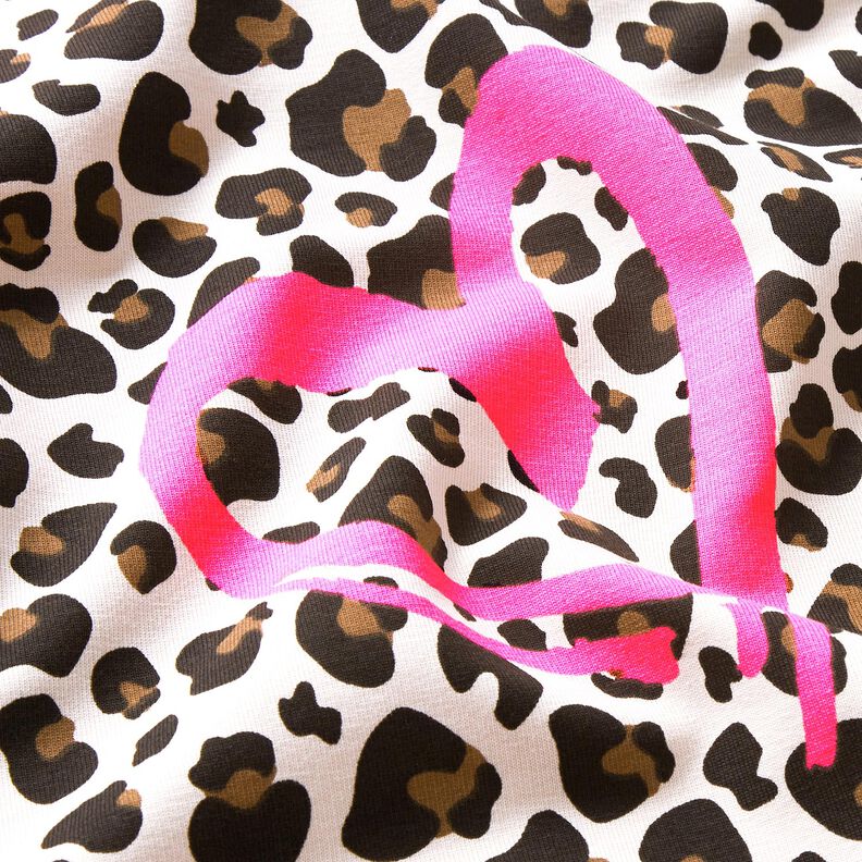 French Terry Sweat d’été Lion et cœurs néon – noix de cajou/rose néon, image number 6