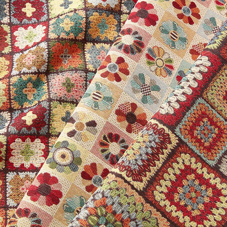 Tissu de décoration Gobelin Aspect crocheté – noir/rouge,  image number 5