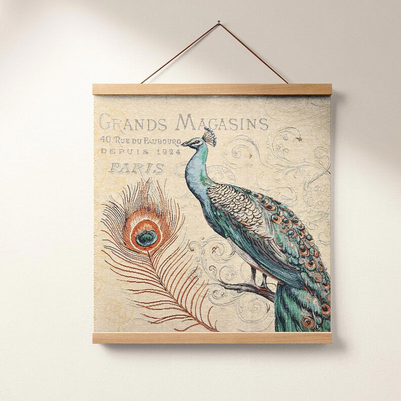 panneau d&eacute;coratif Gobelin Paon &ndash; beige clair/bleu,  image number 5