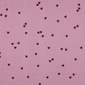 Jersey côtelé Cœurs éparpillés | Poppy Fabrics – violet pastel/merlot, 